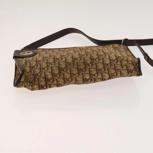 Christian Dior Trotter Canvas Shoulder Bag Brown Gold Auth 124990 - Picture 11 of 14